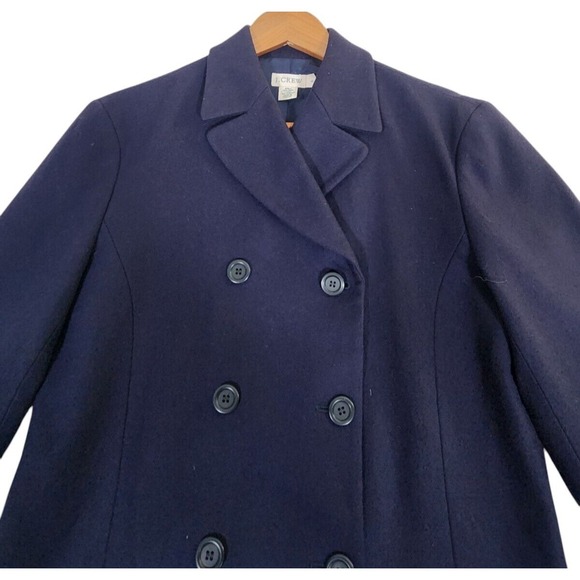 J. Crew Wool Jacket Women's Size 6 Navy Blue Double Breasted Nautical Pea Coat - Picture 3 of 8